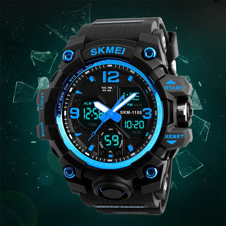 SKMEI 1155B Multifunctional Men Outdoor Sports Noctilucent Waterproof Large Dial Wrist Watch(Black) - Sport Watches by SKMEI | Online Shopping South Africa | PMC Jewellery | Buy Now Pay Later Mobicred