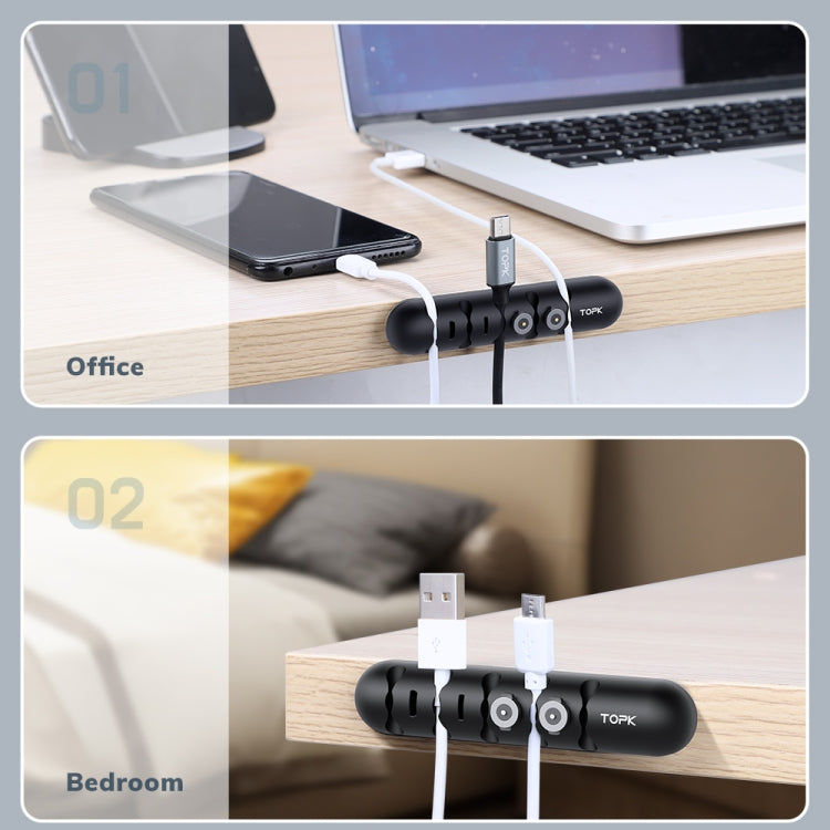 TOPK L35 Desktop Cable Organizer Data Cable Earphone Storage Cable Fixer Magnetic Head Storage Cable Organizer - Cable Organizer by TOPK | Online Shopping South Africa | PMC TechLife