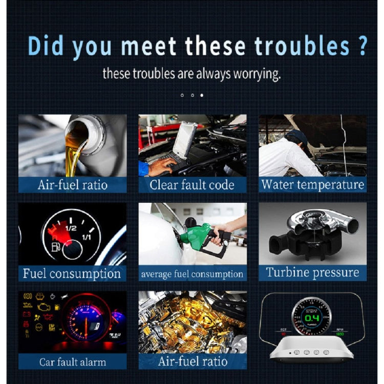 C3 OBD2 + GPS Mode Car Head-up Display HUD Overspeed / Speed / Water Temperature Too High / Voltage Too Low / Engine Failure Alarm / Fatigue Driving Reminder / Navigation Function - free shipping - PMC TechLife - Order now!