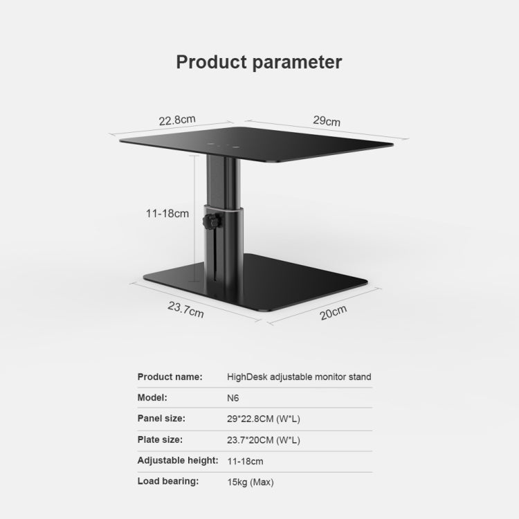 NILLKIN N6 Adjustable High Desk Laptop Monitor Stand Holder (Black) - Laptop Stand by NILLKIN | Online Shopping South Africa | PMC Jewellery