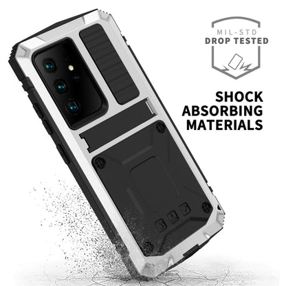 For Samsung Galaxy S21 Ultra 5G R-JUST Shockproof Waterproof Dust-proof Metal + Silicone Protective Case with Holder(Silver) - Galaxy S21 Ultra 5G Cases by R-JUST | Online Shopping South Africa | PMC Jewellery | Buy Now Pay Later Mobicred