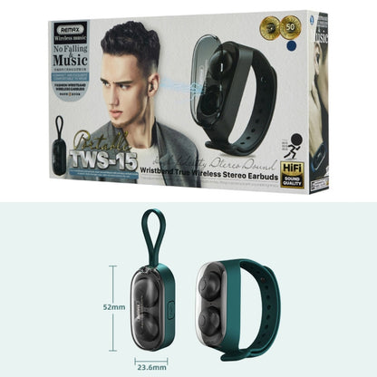 Remax TWS-15 Bluetooth 5.0 Portable Wristband Style True Wireless Stereo Earphone(Black) - TWS Earphone by REMAX | Online Shopping South Africa | PMC Jewellery | Buy Now Pay Later Mobicred