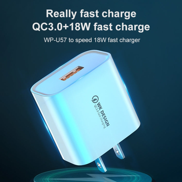 WK WP-U57 Max 18W Maxspeed QC3.0 Fast Charger + USB to 8 Pin Data Cable, Plug Type:US Plug - USB Charger by WK | Online Shopping South Africa | PMC TechLife | Buy Now Pay Later Mobicred