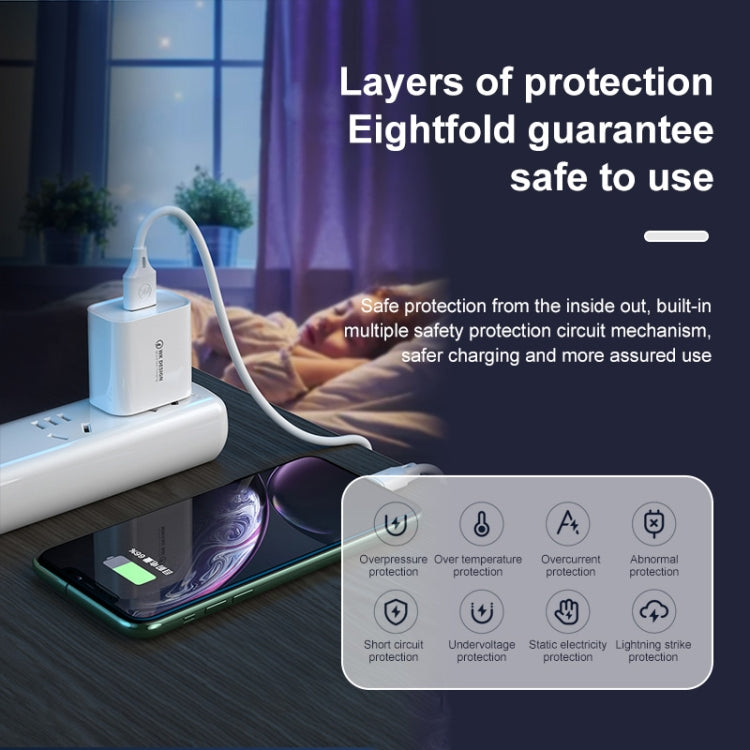 WK WP-U57 Max 18W Maxspeed QC3.0 Fast Charger + USB to 8 Pin Data Cable, Plug Type:US Plug - USB Charger by WK | Online Shopping South Africa | PMC TechLife | Buy Now Pay Later Mobicred
