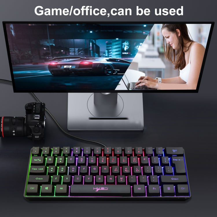 HXSJ V700 61 Keys RGB Lighting Gaming Wired Keyboard (Black) - Wired Keyboard by HXSJ | Online Shopping South Africa | PMC Jewellery | Buy Now Pay Later Mobicred