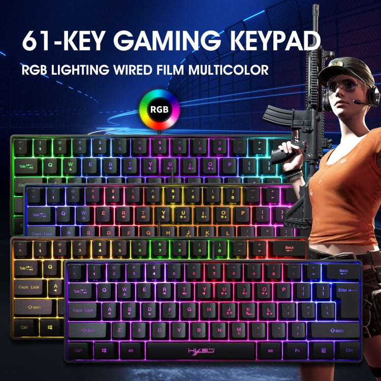 HXSJ V700 61 Keys RGB Lighting Gaming Wired Keyboard (Black) - Wired Keyboard by HXSJ | Online Shopping South Africa | PMC Jewellery | Buy Now Pay Later Mobicred