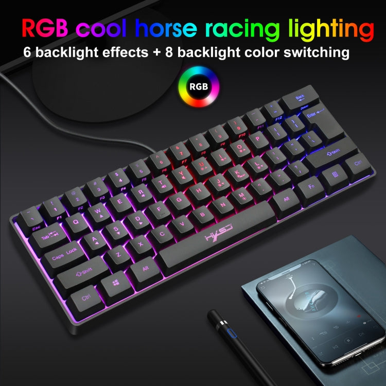 HXSJ V700 61 Keys RGB Lighting Gaming Wired Keyboard (Black) - Wired Keyboard by HXSJ | Online Shopping South Africa | PMC Jewellery | Buy Now Pay Later Mobicred