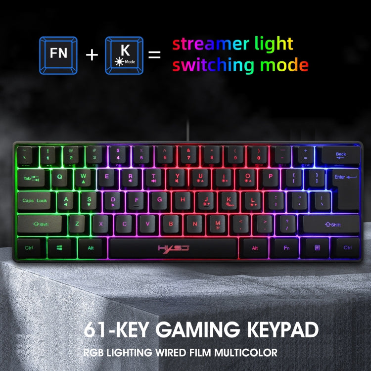 HXSJ V700 61 Keys RGB Lighting Gaming Wired Keyboard (Black) - Wired Keyboard by HXSJ | Online Shopping South Africa | PMC Jewellery | Buy Now Pay Later Mobicred