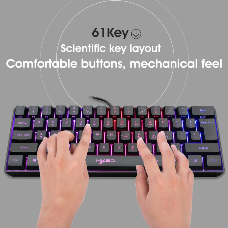 HXSJ V700 61 Keys RGB Lighting Gaming Wired Keyboard (Black) - Wired Keyboard by HXSJ | Online Shopping South Africa | PMC Jewellery | Buy Now Pay Later Mobicred