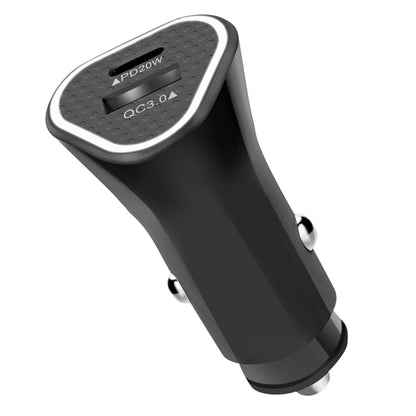 YSY-313PD20W QC3.0 USB + PD 20W USB-C / Type-C Triangle Dual Ports Fast Charging Car Charger(Black) - Car Charger by PMC Jewellery | Online Shopping South Africa | PMC Jewellery