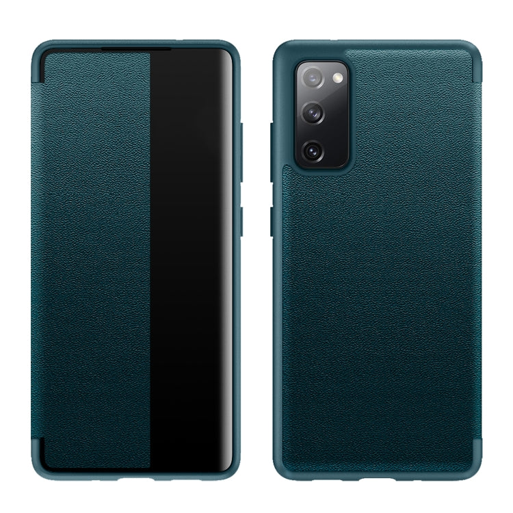 For Samsung Galaxy S20 FE Side Window View Shockproof Horizontal Flip Leather Case(Green) - Galaxy S20 FE Cases by PMC TechLife | Online Shopping South Africa | PMC TechLife