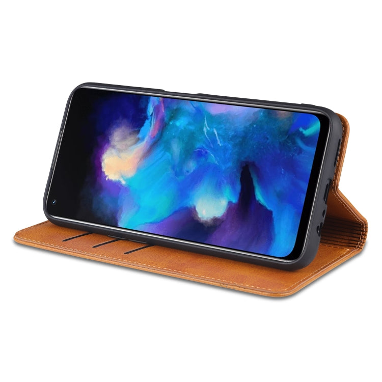 For OPPO A74 (5G) AZNS Magnetic Calf Texture Horizontal Flip Leather Case with Card Slots & Holder & Wallet(Dark Brown) - OPPO Cases by AZNS | Online Shopping South Africa | PMC Jewellery | Buy Now Pay Later Mobicred