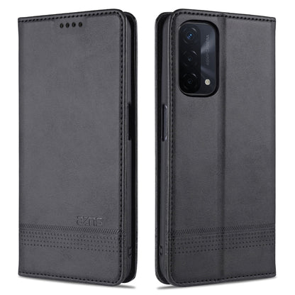 For OPPO A74 (5G) AZNS Magnetic Calf Texture Horizontal Flip Leather Case with Card Slots & Holder & Wallet(Black) - OPPO Cases by AZNS | Online Shopping South Africa | PMC Jewellery | Buy Now Pay Later Mobicred