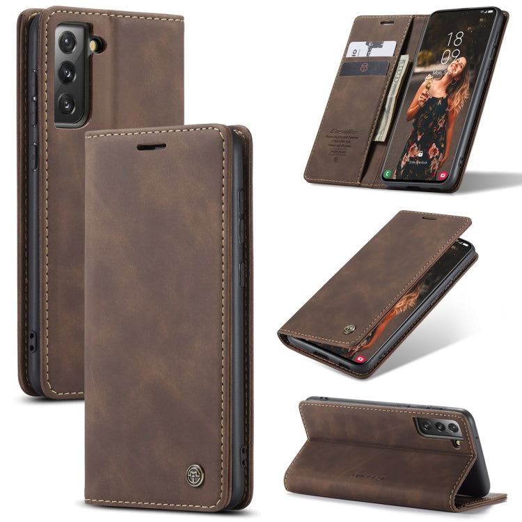 For Samsung Galaxy S21 FE CaseMe 013 Multifunctional Horizontal Flip Leather Case, with Card Slot & Holder & Wallet(Coffee) - Galaxy Phone Cases by CaseMe | Online Shopping South Africa | PMC Jewellery | Buy Now Pay Later Mobicred