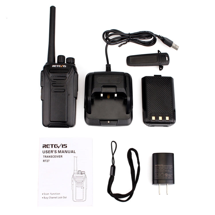 RETEVIS RT27 2W US Frequency 462.5500MHz-467.7125MHz 22CHS FRS Two Way Radio Handheld Walkie Talkie, US Plug(Black) - Handheld Walkie Talkie by RETEVIS | Online Shopping South Africa | PMC Jewellery