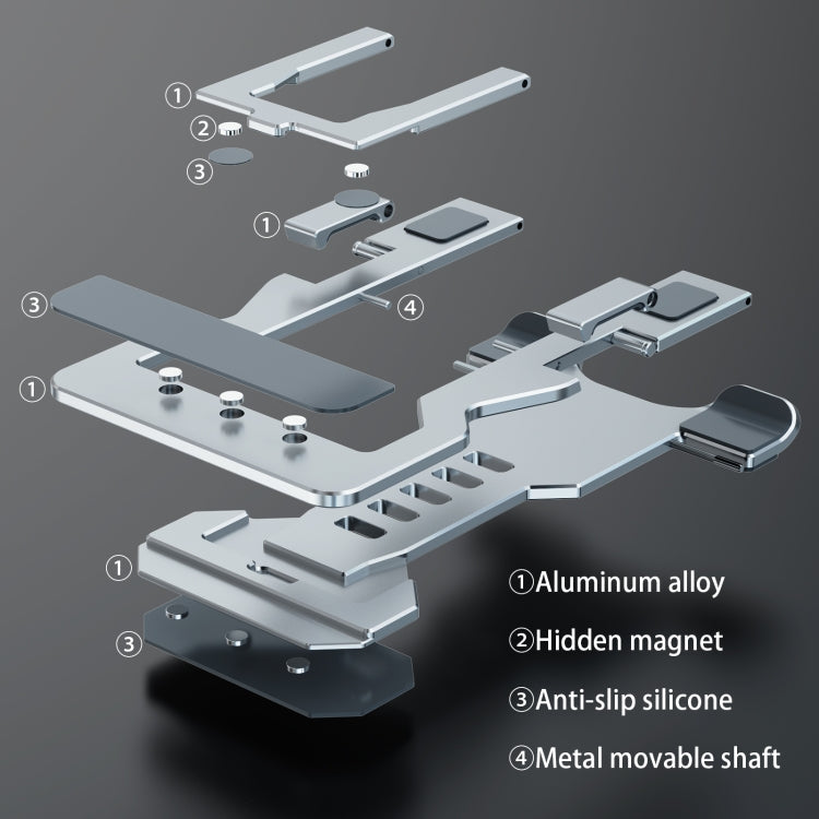 R-JUST HZ06 Universal Foldable Magnetic Flakes Aluminum Alloy Mobile Phones / Tablets Holder(Silver) - Desktop Holder by R-JUST | Online Shopping South Africa | PMC Jewellery