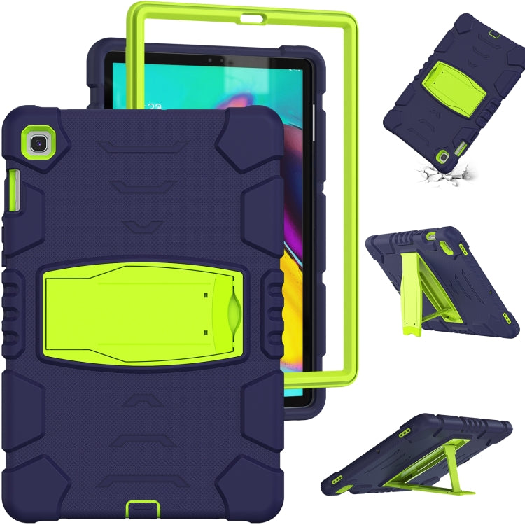 3-Layer Protection Screen Frame + PC + Silicone Shockproof Combination Case with Holder For Samsung Galaxy Tab S5e T720(Navy Blue + Lime) - Tab S5E 10.5 T720 / T725 by PMC Jewellery | Online Shopping South Africa | PMC Jewellery | Buy Now Pay Later Mobicred