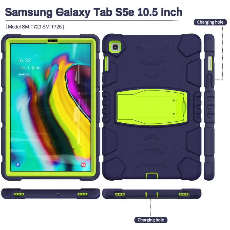 3-Layer Protection Screen Frame + PC + Silicone Shockproof Combination Case with Holder For Samsung Galaxy Tab S5e T720(Navy Blue + Lime) - Tab S5E 10.5 T720 / T725 by PMC Jewellery | Online Shopping South Africa | PMC Jewellery | Buy Now Pay Later Mobicred