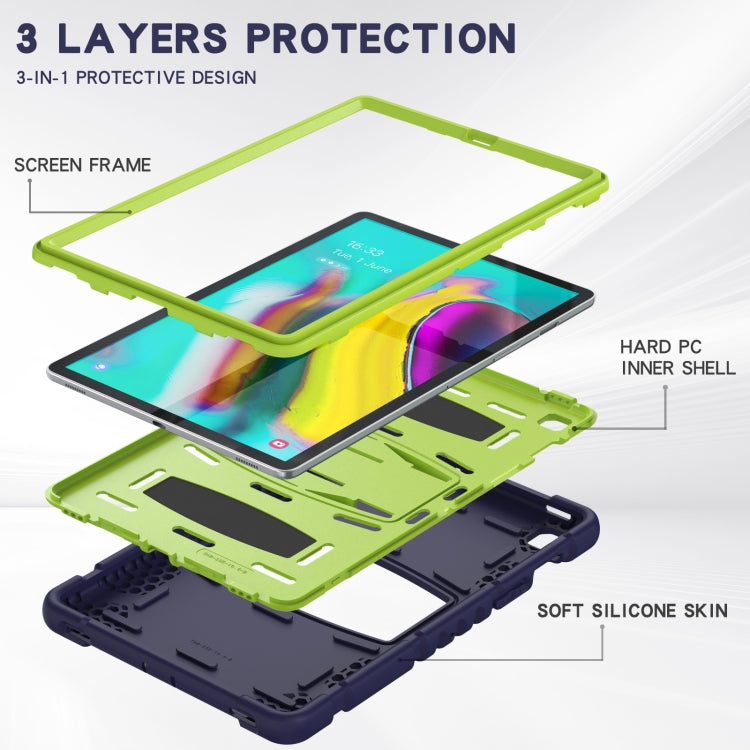 3-Layer Protection Screen Frame + PC + Silicone Shockproof Combination Case with Holder For Samsung Galaxy Tab S5e T720(Navy Blue + Lime) - Tab S5E 10.5 T720 / T725 by PMC Jewellery | Online Shopping South Africa | PMC Jewellery | Buy Now Pay Later Mobicred