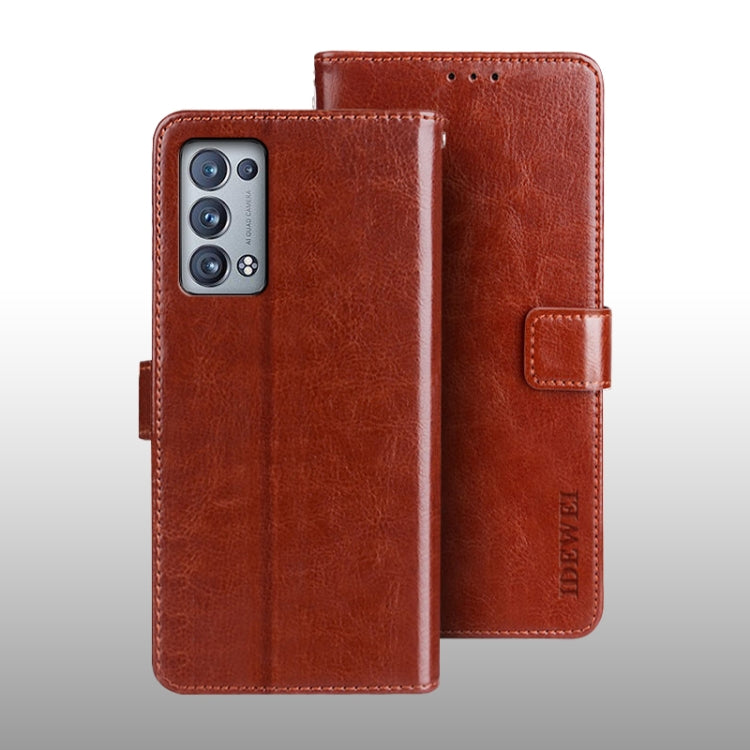 For OPPO Reno 6 Pro 5G idewei Crazy Horse Texture Horizontal Flip Leather Case with Holder & Card Slots & Wallet(Rose Red) - OPPO Cases by idewei | Online Shopping South Africa | PMC Jewellery | Buy Now Pay Later Mobicred