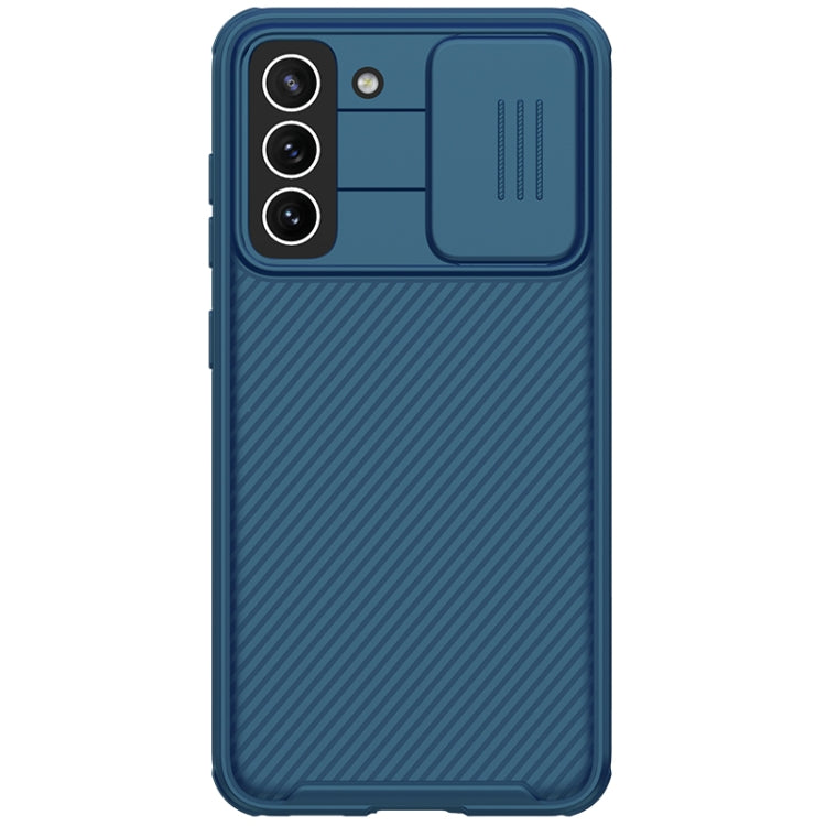 For Samsung Galaxy S21 FE 5G NILLKIN Black Mirror Pro Series Camshield Full Coverage Dust-proof Scratch Resistant Phone Case(Blue) - Galaxy Phone Cases by NILLKIN | Online Shopping South Africa | PMC Jewellery