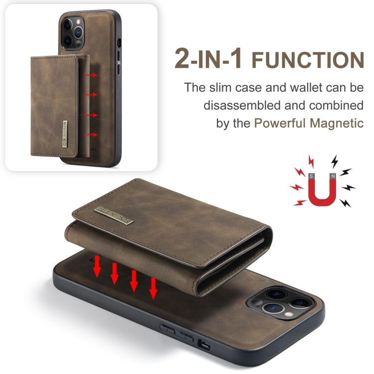 For iPhone 12 Pro Max DG.MING M1 Series 3-Fold Multi Card Wallet + Magnetic Back Cover Shockproof Case with Holder Function(Coffee) - iPhone 12 Pro Max Cases by DG.MING | Online Shopping South Africa | PMC TechLife | Buy Now Pay Later Mobicred