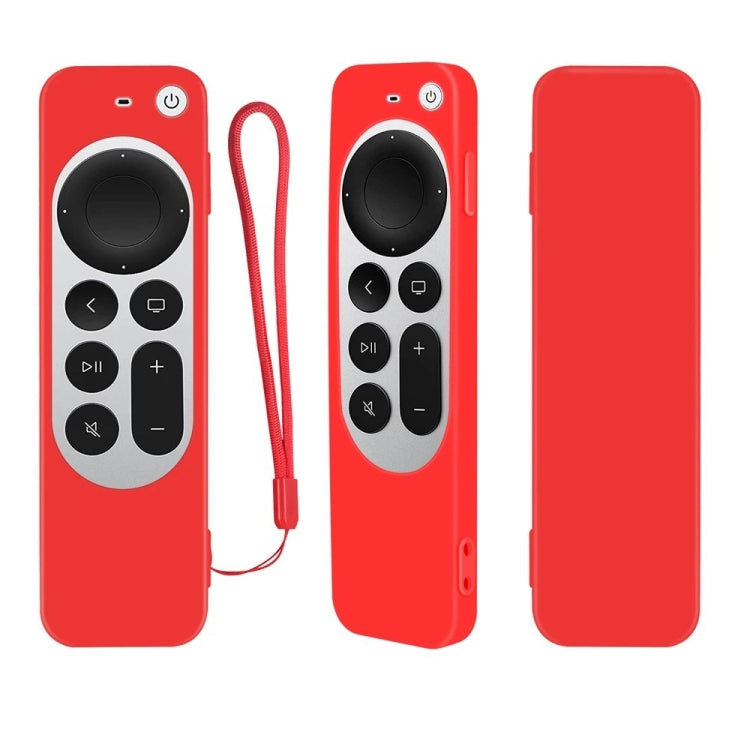 Silicone Protective Case Cover with Rope For Apple TV 4K 4th Siri Remote Controller(Red) - Apple TV Accessories by PMC Jewellery | Online Shopping South Africa | PMC Jewellery