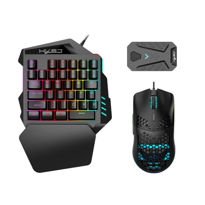 HXSJ V100+J900+P8 One-handed Keyboard + Programming Gaming Mouse + Keyboard Mouse Converter Set - Wired Mice by HXSJ | Online Shopping South Africa | PMC Jewellery | Buy Now Pay Later Mobicred