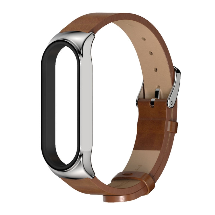 For Xiaomi Mi Band 6 / 5 / 4 / 3 Mijobs CS Microfiber Leather Watch Band(Brown + Silver) - free shipping - PMC TechLife - Order now!
