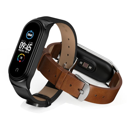 For Xiaomi Mi Band 6 / 5 / 4 / 3 Mijobs CS Microfiber Leather Watch Band(Brown + Silver) - Watch Bands by MIJOBS | Online Shopping South Africa | PMC Jewellery | Buy Now Pay Later Mobicred