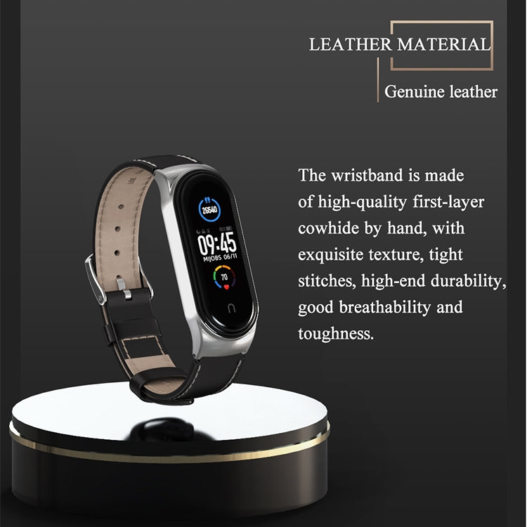 For Xiaomi Mi Band 6 / 5 / 4 / 3 Mijobs CS Microfiber Leather Watch Band(Brown + Silver) - free shipping - PMC TechLife - Order now!