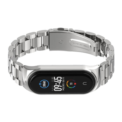 For Xiaomi Mi Band 6 / 5 / 4 / 3 Mijobs CS Metal Three Bead Stainless Steel Watch Band(Silver) - Watch Bands by MIJOBS | Online Shopping South Africa | PMC Jewellery | Buy Now Pay Later Mobicred