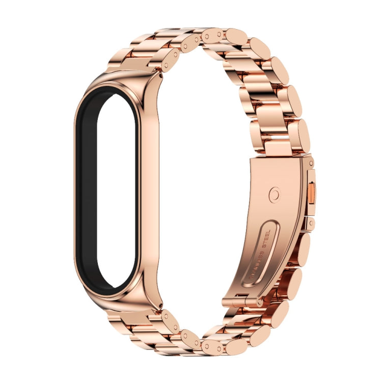 For Xiaomi Mi Band 6 / 5 / 4 / 3 Mijobs CS Metal Three Bead Stainless Steel Watch Band(Rose Gold) - Watch Bands by MIJOBS | Online Shopping South Africa | PMC Jewellery | Buy Now Pay Later Mobicred