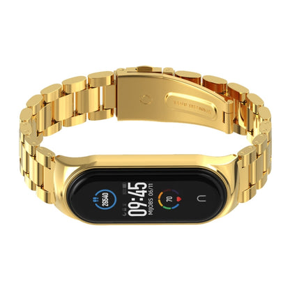 For Xiaomi Mi Band 6 / 5 / 4 / 3 Mijobs CS Metal Three Bead Stainless Steel Watch Band(Gold) - Watch Bands by MIJOBS | Online Shopping South Africa | PMC Jewellery | Buy Now Pay Later Mobicred