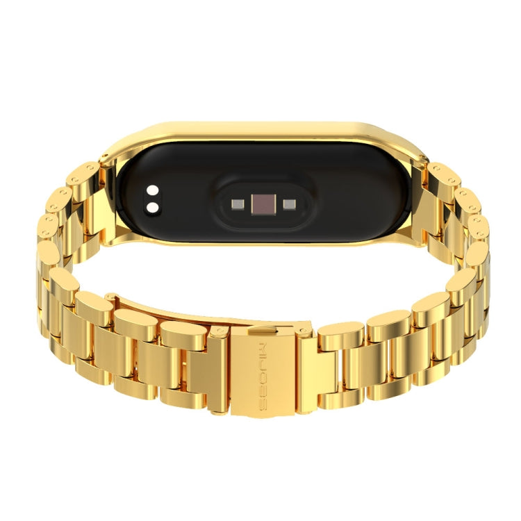 For Xiaomi Mi Band 6 / 5 / 4 / 3 Mijobs CS Metal Three Bead Stainless Steel Watch Band(Gold) - Watch Bands by MIJOBS | Online Shopping South Africa | PMC Jewellery | Buy Now Pay Later Mobicred