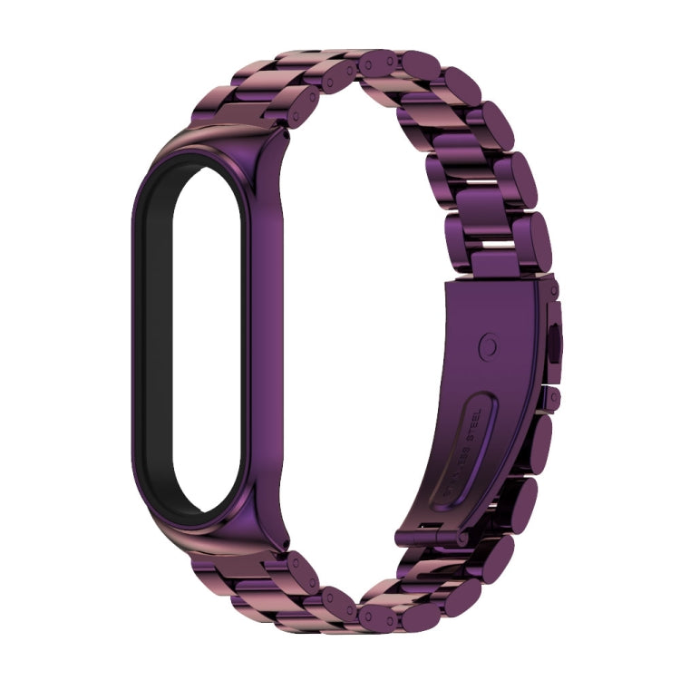 For Xiaomi Mi Band 6 / 5 / 4 / 3 Mijobs CS Metal Three Bead Stainless Steel Watch Band(Purple) - Watch Bands by MIJOBS | Online Shopping South Africa | PMC Jewellery | Buy Now Pay Later Mobicred