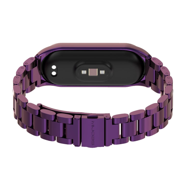 For Xiaomi Mi Band 6 / 5 / 4 / 3 Mijobs CS Metal Three Bead Stainless Steel Watch Band(Purple) - Watch Bands by MIJOBS | Online Shopping South Africa | PMC Jewellery | Buy Now Pay Later Mobicred