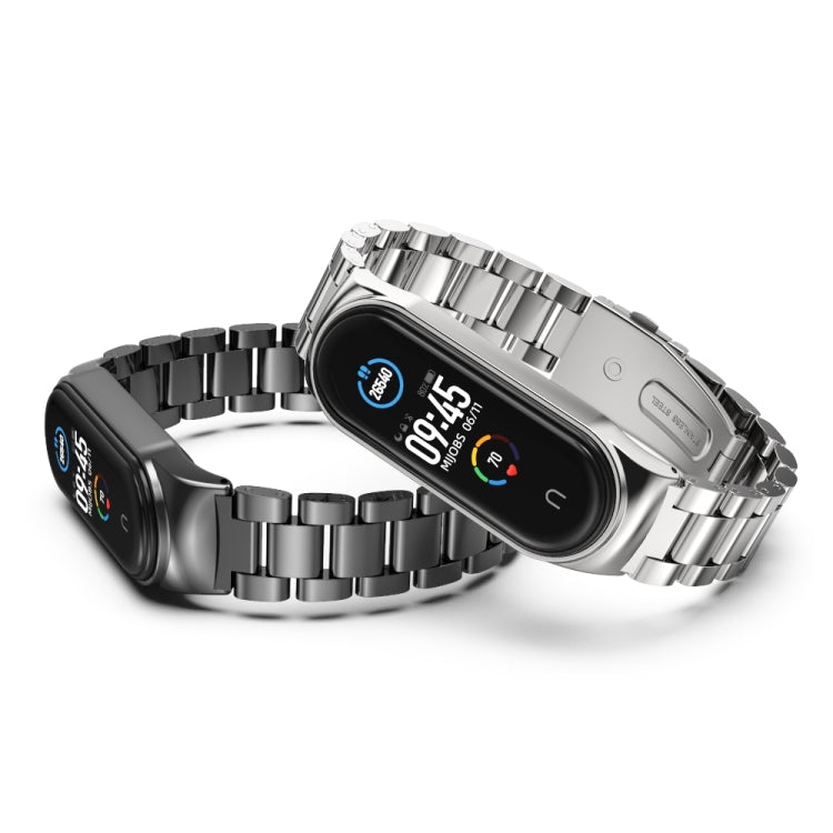 For Xiaomi Mi Band 6 / 5 / 4 / 3 Mijobs CS Metal Three Bead Stainless Steel Watch Band(Silver) - Watch Bands by MIJOBS | Online Shopping South Africa | PMC Jewellery | Buy Now Pay Later Mobicred