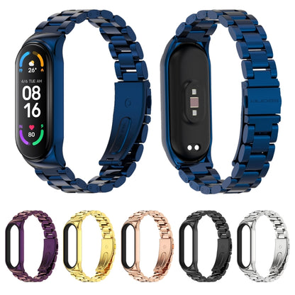 For Xiaomi Mi Band 6 / 5 / 4 / 3 Mijobs CS Metal Three Bead Stainless Steel Watch Band(Gold) - Watch Bands by MIJOBS | Online Shopping South Africa | PMC Jewellery | Buy Now Pay Later Mobicred