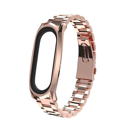 For Xiaomi Mi Band 6 / 5 / 4 / 3 Mijobs Three Beads Metal GT Stainless Steel Watch Band(Rose Gold) - Watch Bands by MIJOBS | Online Shopping South Africa | PMC Jewellery | Buy Now Pay Later Mobicred