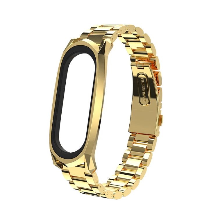 For Xiaomi Mi Band 6 / 5 / 4 / 3 Mijobs Three Beads Metal GT Stainless Steel Watch Band(Gold) - Watch Bands by MIJOBS | Online Shopping South Africa | PMC Jewellery | Buy Now Pay Later Mobicred