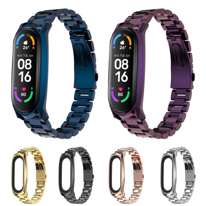 For Xiaomi Mi Band 6 / 5 / 4 / 3 Mijobs Three Beads Metal GT Stainless Steel Watch Band(Gold) - Watch Bands by MIJOBS | Online Shopping South Africa | PMC Jewellery | Buy Now Pay Later Mobicred