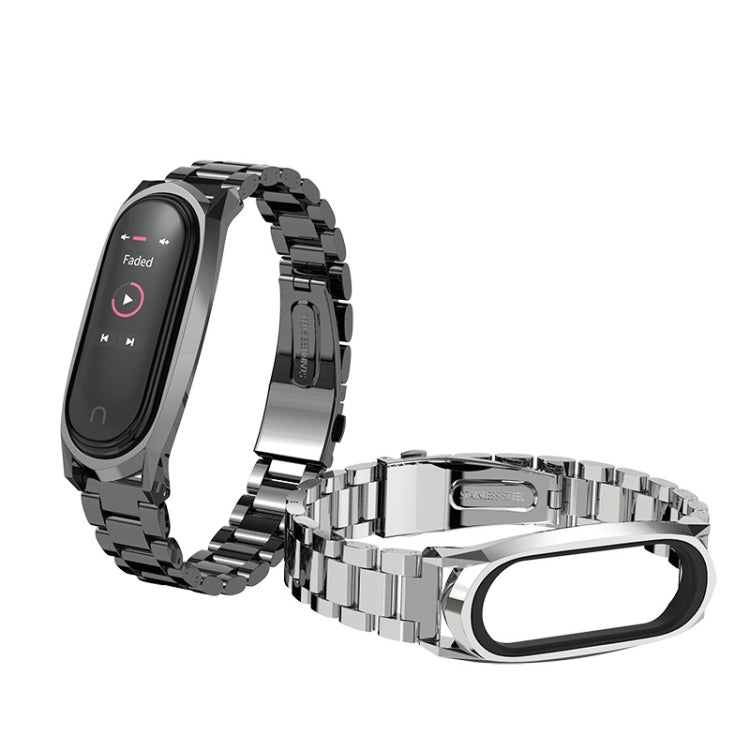 For Xiaomi Mi Band 6 / 5 / 4 / 3 Mijobs Three Beads Metal GT Stainless Steel Watch Band(Silver) - Watch Bands by MIJOBS | Online Shopping South Africa | PMC Jewellery | Buy Now Pay Later Mobicred