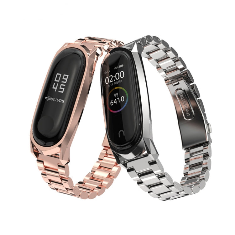 For Xiaomi Mi Band 6 / 5 / 4 / 3 Mijobs Three Beads Metal GT Stainless Steel Watch Band(Silver) - Watch Bands by MIJOBS | Online Shopping South Africa | PMC Jewellery | Buy Now Pay Later Mobicred