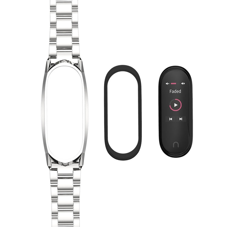 For Xiaomi Mi Band 6 / 5 / 4 / 3 Mijobs Three Beads Metal GT Stainless Steel Watch Band(Rose Gold) - Watch Bands by MIJOBS | Online Shopping South Africa | PMC Jewellery | Buy Now Pay Later Mobicred