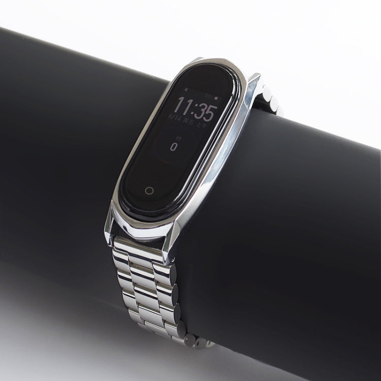 For Xiaomi Mi Band 6 / 5 / 4 / 3 Mijobs Three Beads Metal GT Stainless Steel Watch Band(Silver) - Watch Bands by MIJOBS | Online Shopping South Africa | PMC Jewellery | Buy Now Pay Later Mobicred