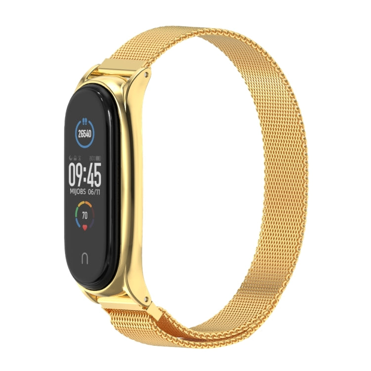 For Xiaomi Mi Band 6 / 5 / 4 / 3 Mijobs Milan Magnetic Plus Stainless Steel Watch Band(Gold) - Watch Bands by MIJOBS | Online Shopping South Africa | PMC Jewellery | Buy Now Pay Later Mobicred