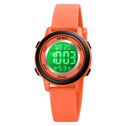 SKMEI 1721 Triplicate Round Dial LED Digital Display Luminous Silicone Strap Electronic Watch(Orange) - LED Digital Watches by SKMEI | Online Shopping South Africa | PMC Jewellery | Buy Now Pay Later Mobicred