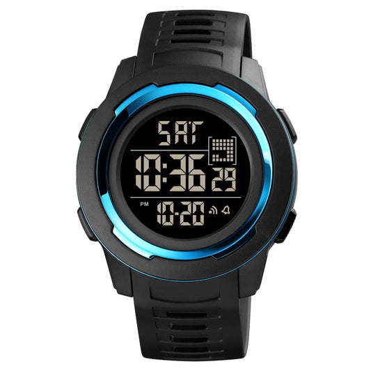 SKMEI 1731 Triplicate Round Dial LED Dual Time Digital Display Luminous Electronic Watch(Blue and Black) - LED Digital Watches by SKMEI | Online Shopping South Africa | PMC Jewellery | Buy Now Pay Later Mobicred