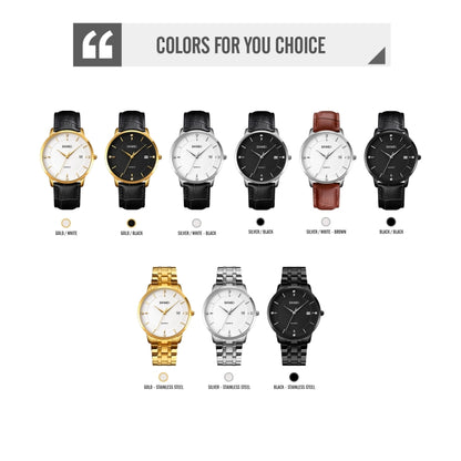 SKMEI 1801 Men Casual Calendar Quartz Watch(Gold and Black) - Leather Strap Watches by SKMEI | Online Shopping South Africa | PMC Jewellery | Buy Now Pay Later Mobicred